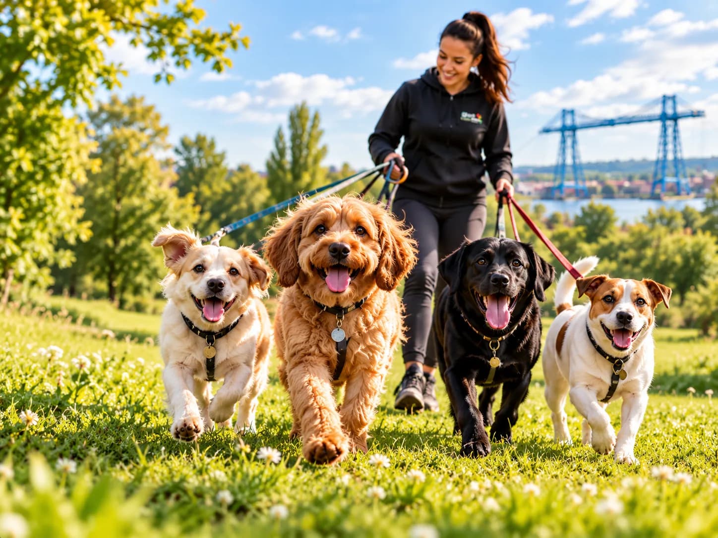 Carefully matched dogs enjoying a Social Dog Walk group walk