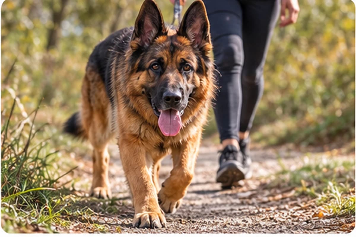 German Shepherd on a longer adventure walk