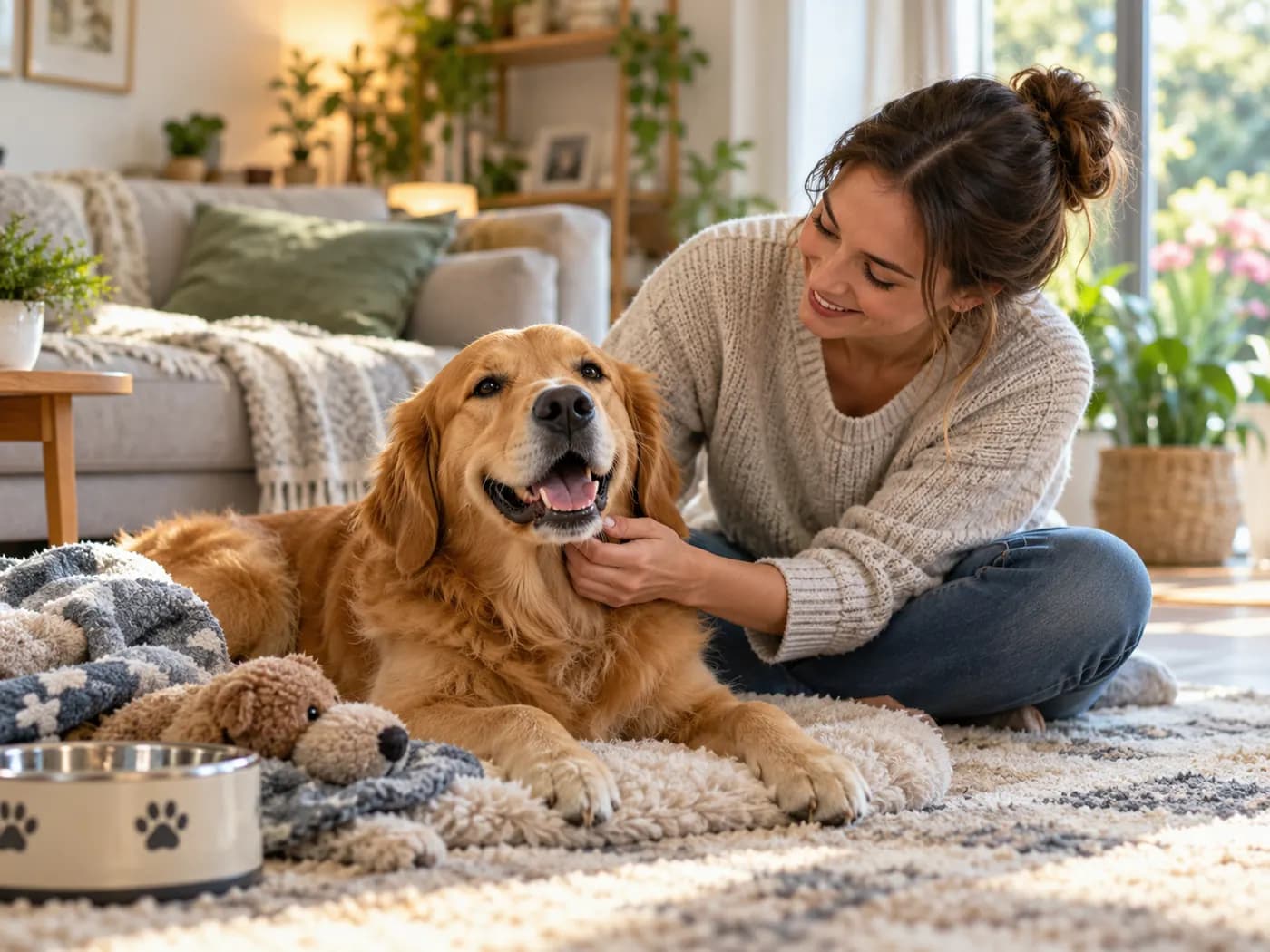 Dog relaxing at home during an overnight sitting stay