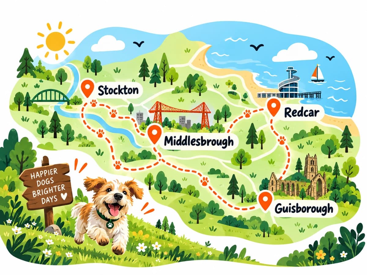 Illustrated service area map covering Middlesbrough, Redcar, Guisborough and Stockton-on-Tees